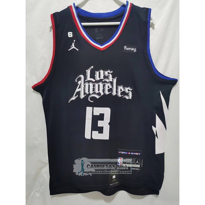 Camiseta Los Angeles Clippers Paul George NO 13 Statement 2022-23 Negro